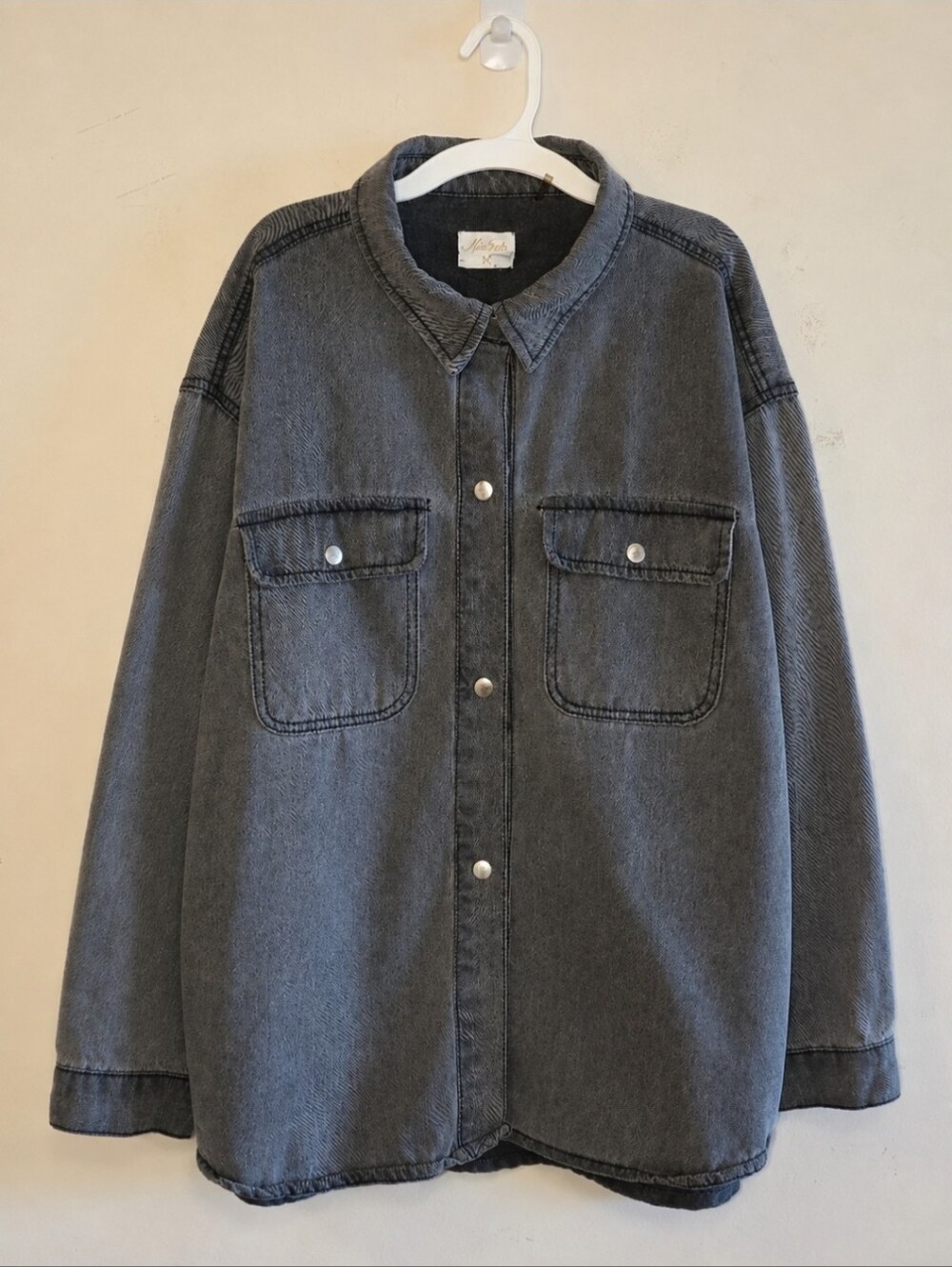 Miss Posh Oversized Grey Wash Denim Shacket Button Front Shirt Jacket Medium